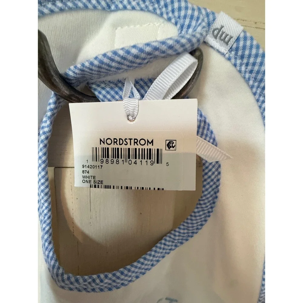 Mud Pie My First Hanukkah Baby Bib Blue Gingham Minky Dot White NWT